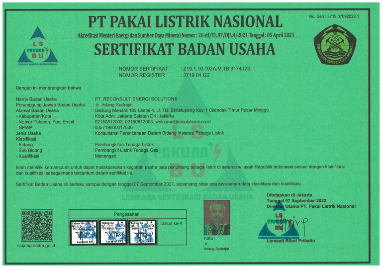 SBU Pengesahan 3 Tahun PLTG