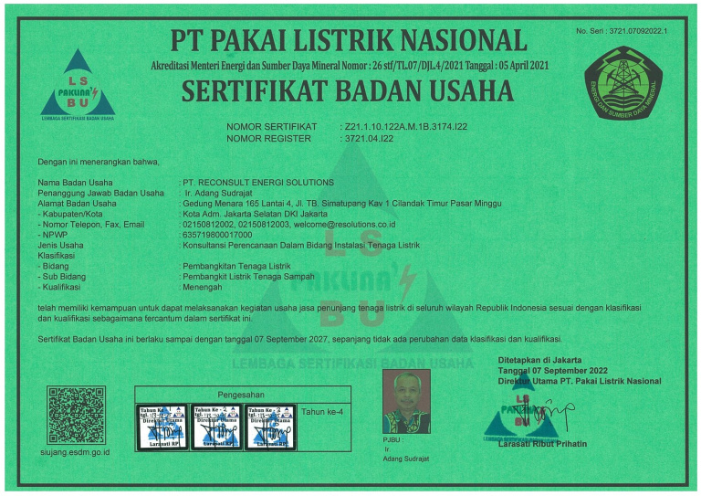 SBU Pengesahan 3 Tahun PLTSa